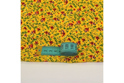 Штапель Полевые цветочки на желтом №17 110 г/м²  шир.140 см